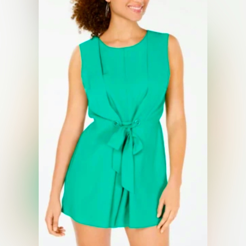BeBop Teal Sleeveless Romper with Front Tie